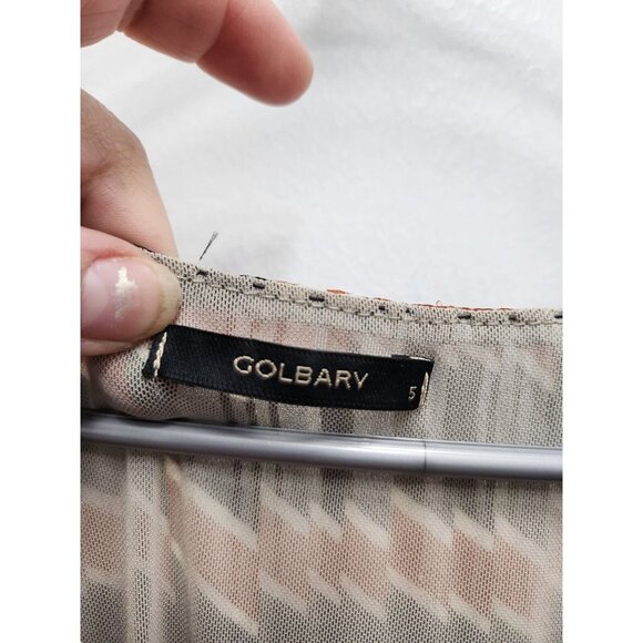 Golbary Womens Blouse Size XL Green Orange Chevron Metallic Dolman Smocked Hem - Picture 5 of 8